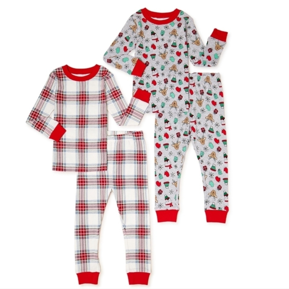 ♥️5 For $25 NEW Holiday 4 piece 100% Cotton pajamas size 12 months
